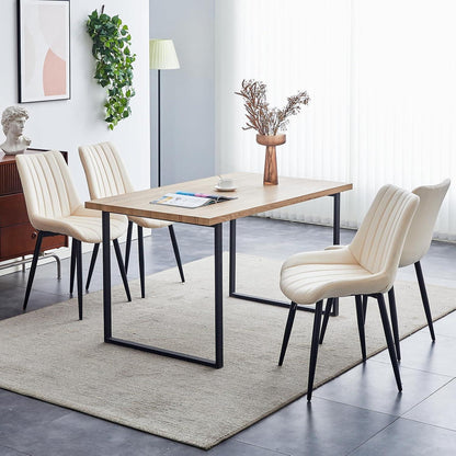 Samt Esszimmerstühle 4er Set – Moderne Sessel Creme Beige