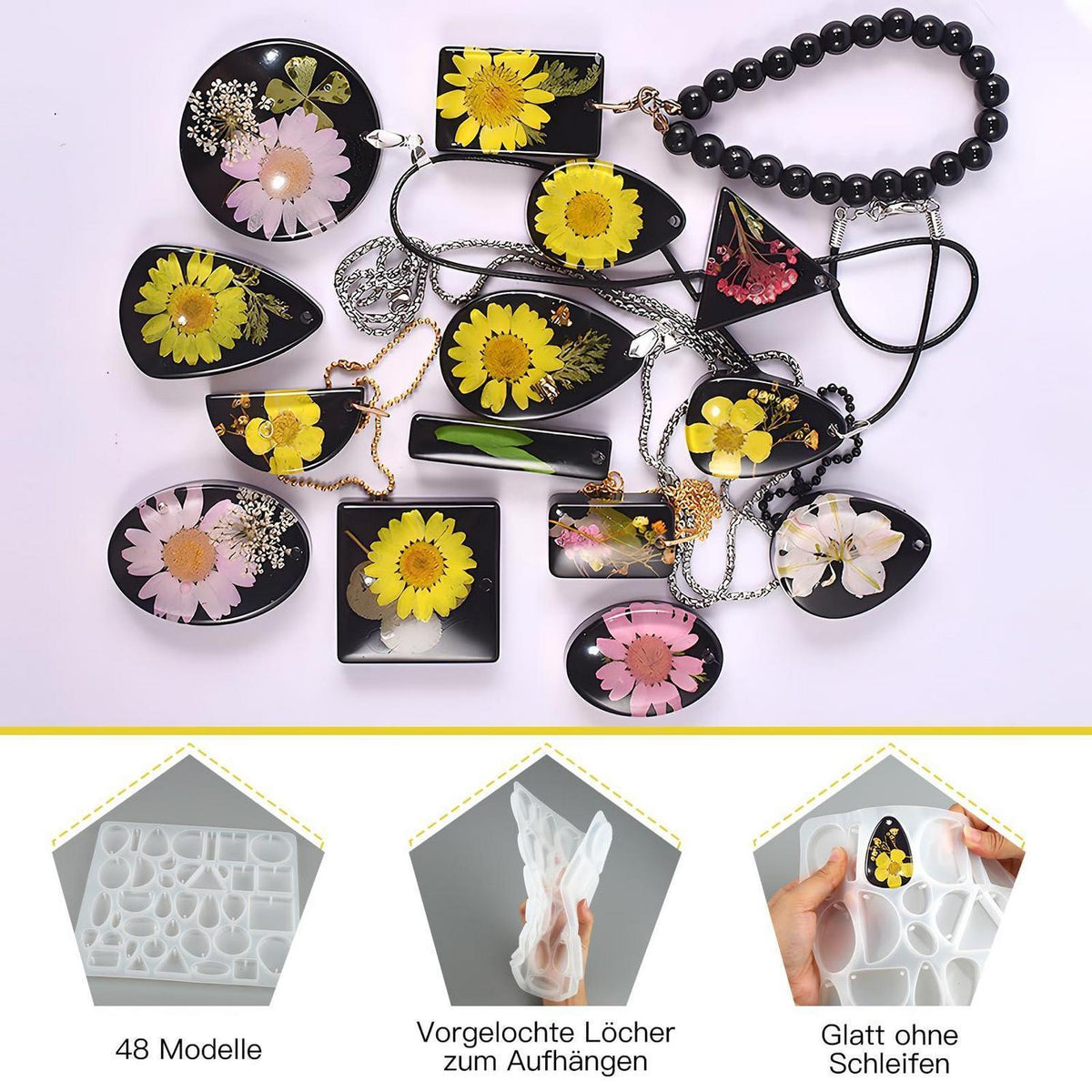 Silikonform Schmuck Set für Epoxidharz Anhänger DIY Halsketten