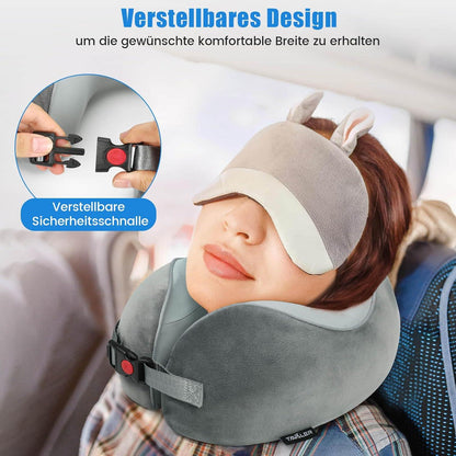 Nackenkissen Memory Foam Reisekissen Auto Waschbar Grau