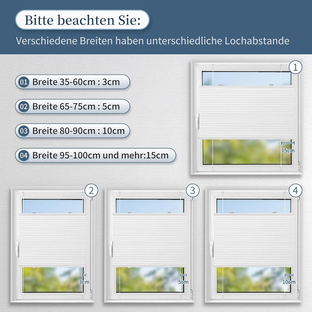 Verdunklungsplissee Wabenplissee ohne Bohren Weiß 70x220cm Thermo-Isolierung