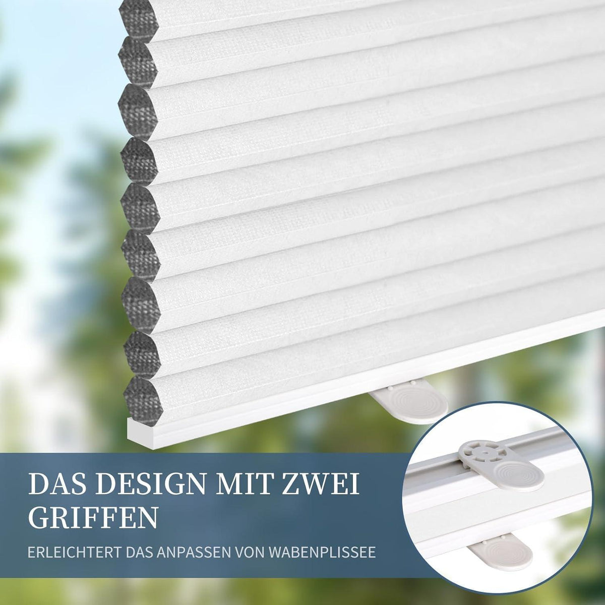Verdunklungsplissee Wabenplissee ohne Bohren Weiß 70x220cm Thermo-Isolierung