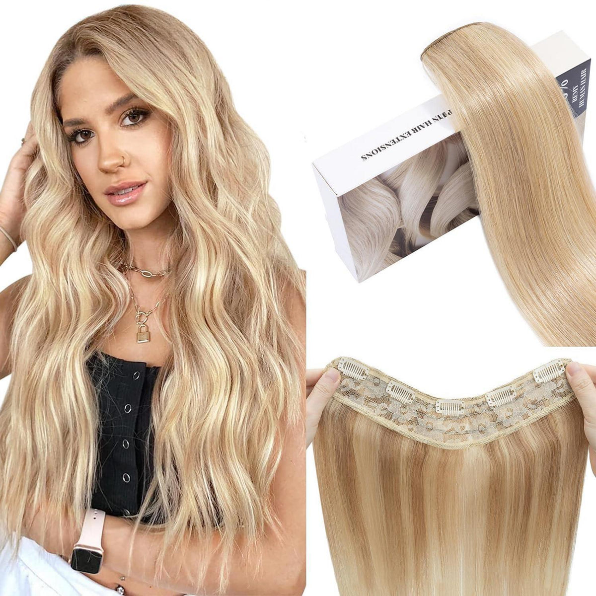 Echthaar Clip-Ins Blond Balayage 55cm