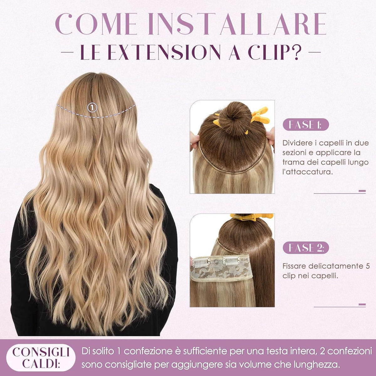 Echthaar Clip-Ins Blond Balayage 55cm