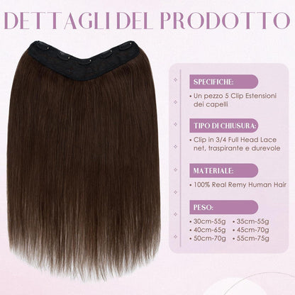 Clip-in Echthaarverlängerung Mittelbraun 35cm