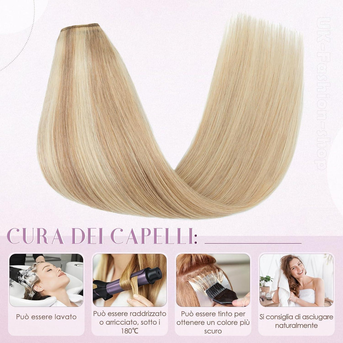 Clip-in Haarverlängerung Blond 35cm – Remy Echthaar #18/613