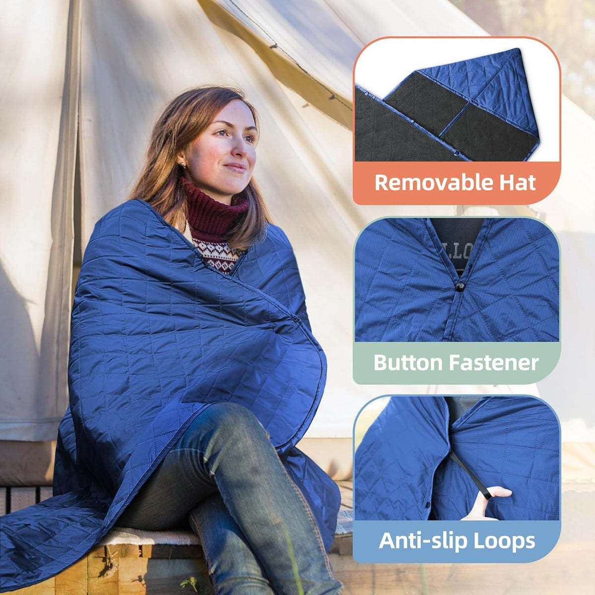 JAICOM Outdoor Decke wasserdicht 140 x 200 cm Camping Picknick Strand Blau