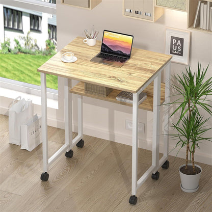 Klapptisch mit Rollen, 80cm, Beige, Stauraum