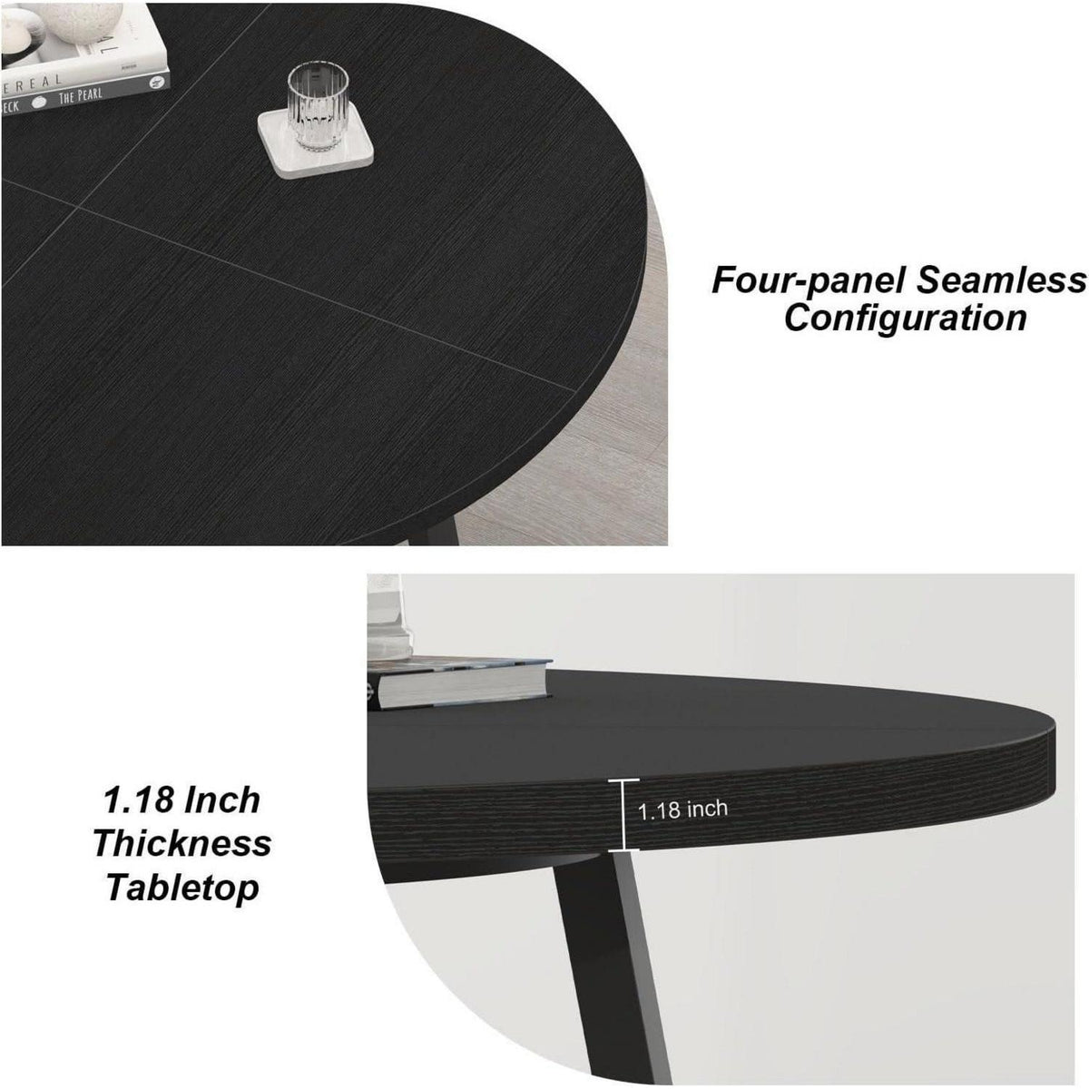 Runder Esstisch Holz Metall Schwarz 130cm für 4-6 Personen