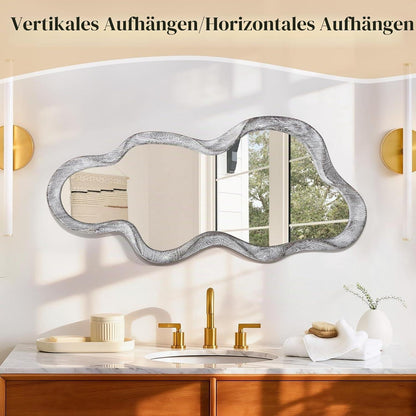 Wolken Wandspiegel Holzrahmen Asymmetrisch Modern 76x36cm