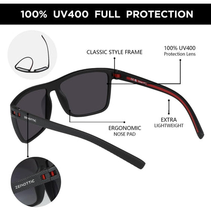 Polarisierte TR90 Sonnenbrille Herren UV400 Schutz Schwarz