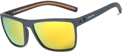 Polarisierte TR90 Sonnenbrille UV400 Herren Quadrat Grau/Orange