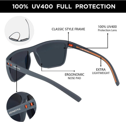 Polarisierte TR90 Sonnenbrille Herren UV400 Schutz Grau/Orange