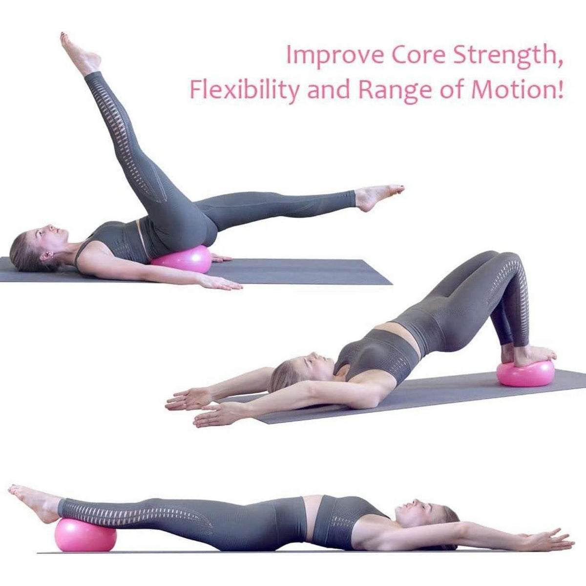 Gymnastikball 25cm Rosa mit Strohhalm für Yoga & Pilates