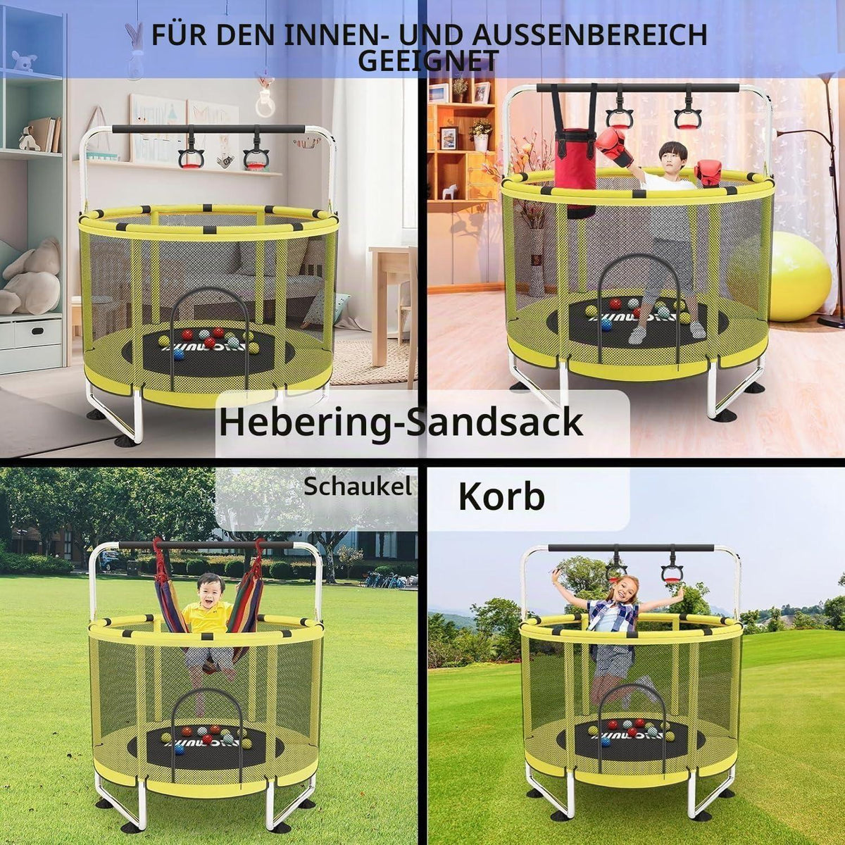 Kinder Trampolin mit Basketball & verstellbarer Höhe