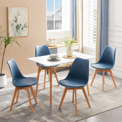 Esszimmerstühle Set 8 Buche Holz, Skandinavisch Morandi Dunkelblau