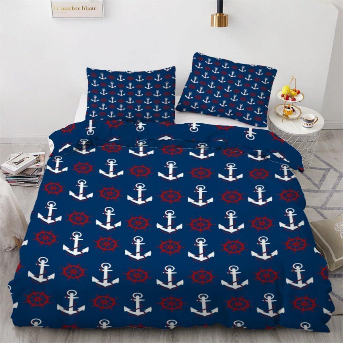 Kinderbettwäsche Anker 135x200 cm 4tlg. Mikrofaser Ozean Dekor