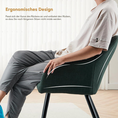 Gepolsterter Esszimmerstuhl mit Armlehnen & Leinenbezug (Grün)