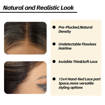 Braune Körperwelle Lace Front Perücke 26 Zoll Ombre Balayage