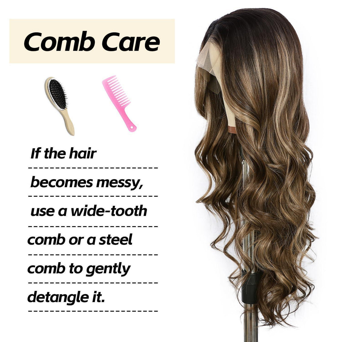 Braune Körperwelle Lace Front Perücke 26 Zoll Ombre Balayage