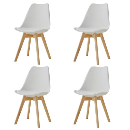 Esszimmerstuhl-Set 4er-Pack Weiß | Massivholzbeine & Komfort
