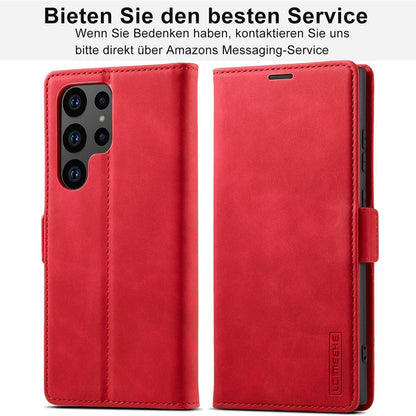 Samsung Galaxy S24 Ultra Klapphülle mit Schutzfolie & Kartenfächern in Lederoptik