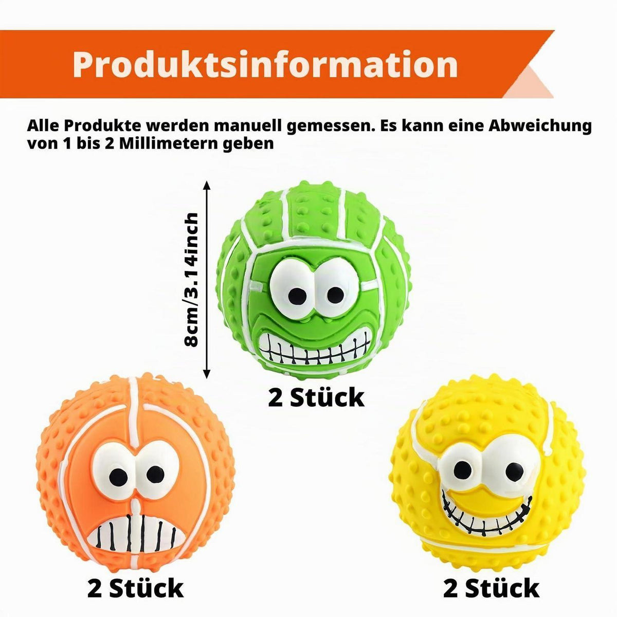 Quietschbälle für Hunde – 6er Set, Robust & Bouncy