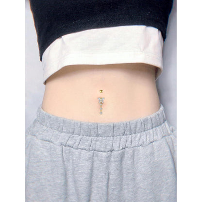 3er Set Bauchnabelpiercing 10mm Chirurgenstahl Herz Schmetterling B-Gold