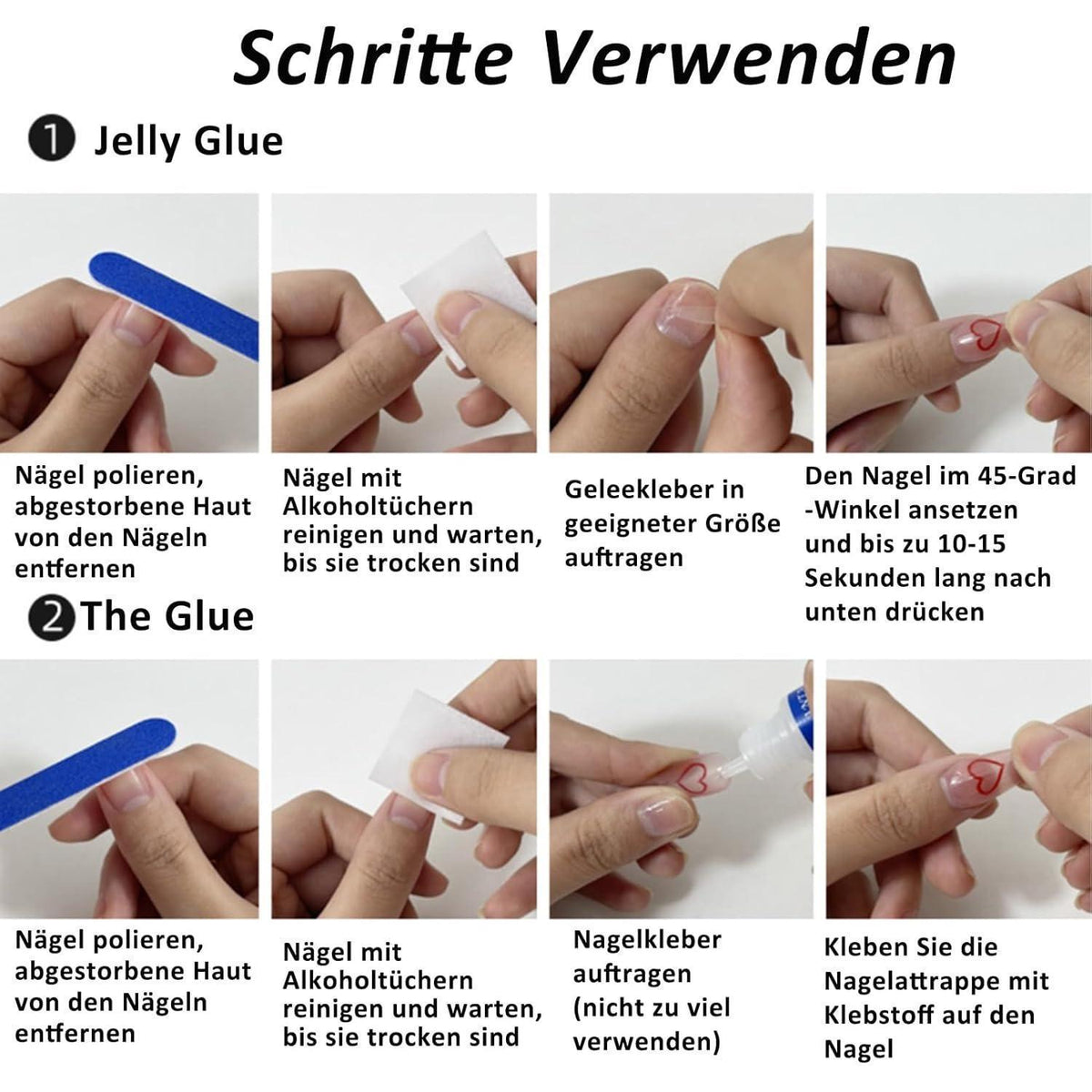 24er Set French Press on Nails - Weiße Falsch Nägel Kurz