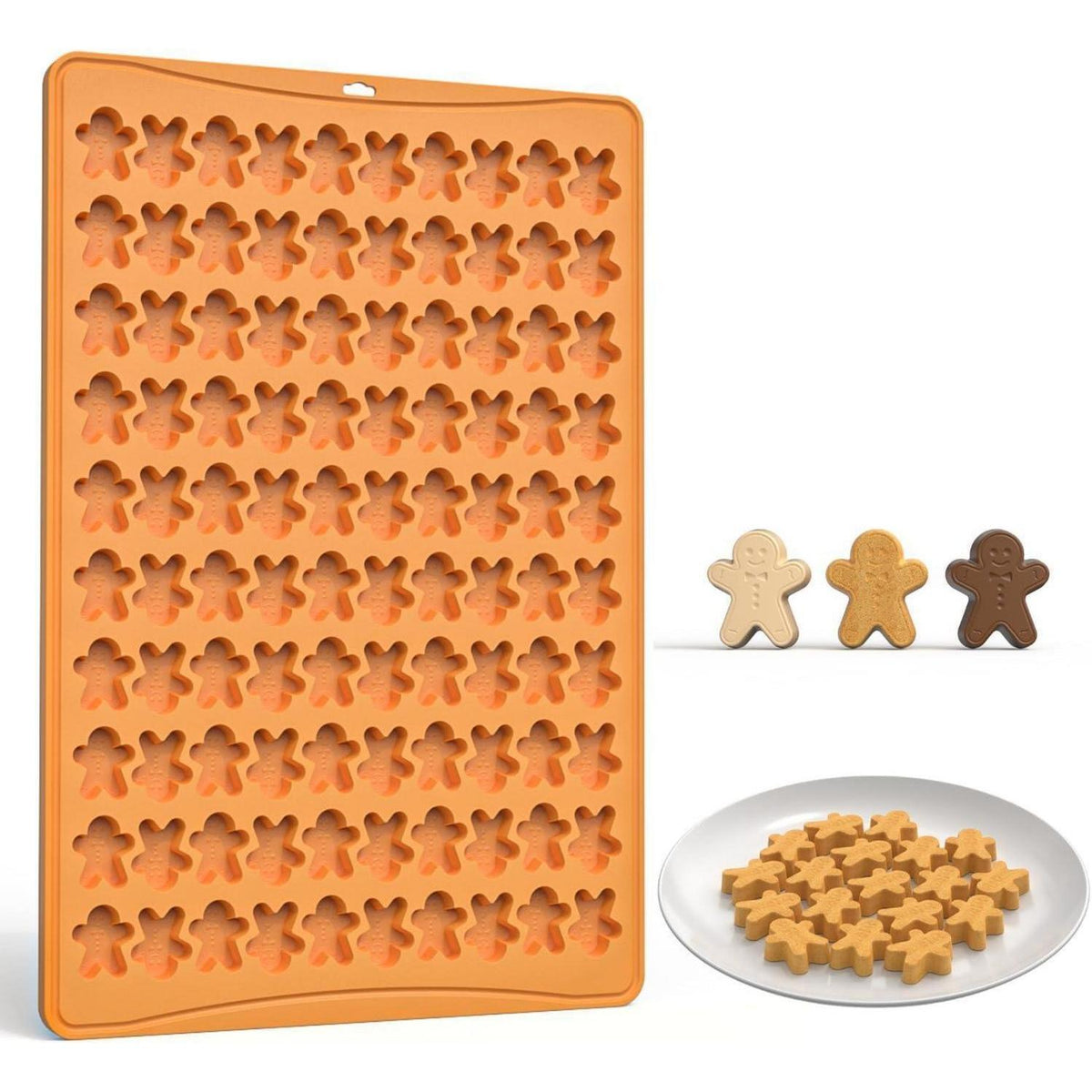 Weihnachtliche Silikonform für 100 Lebkuchenmännchen, Mini-Süßigkeiten & mehr
