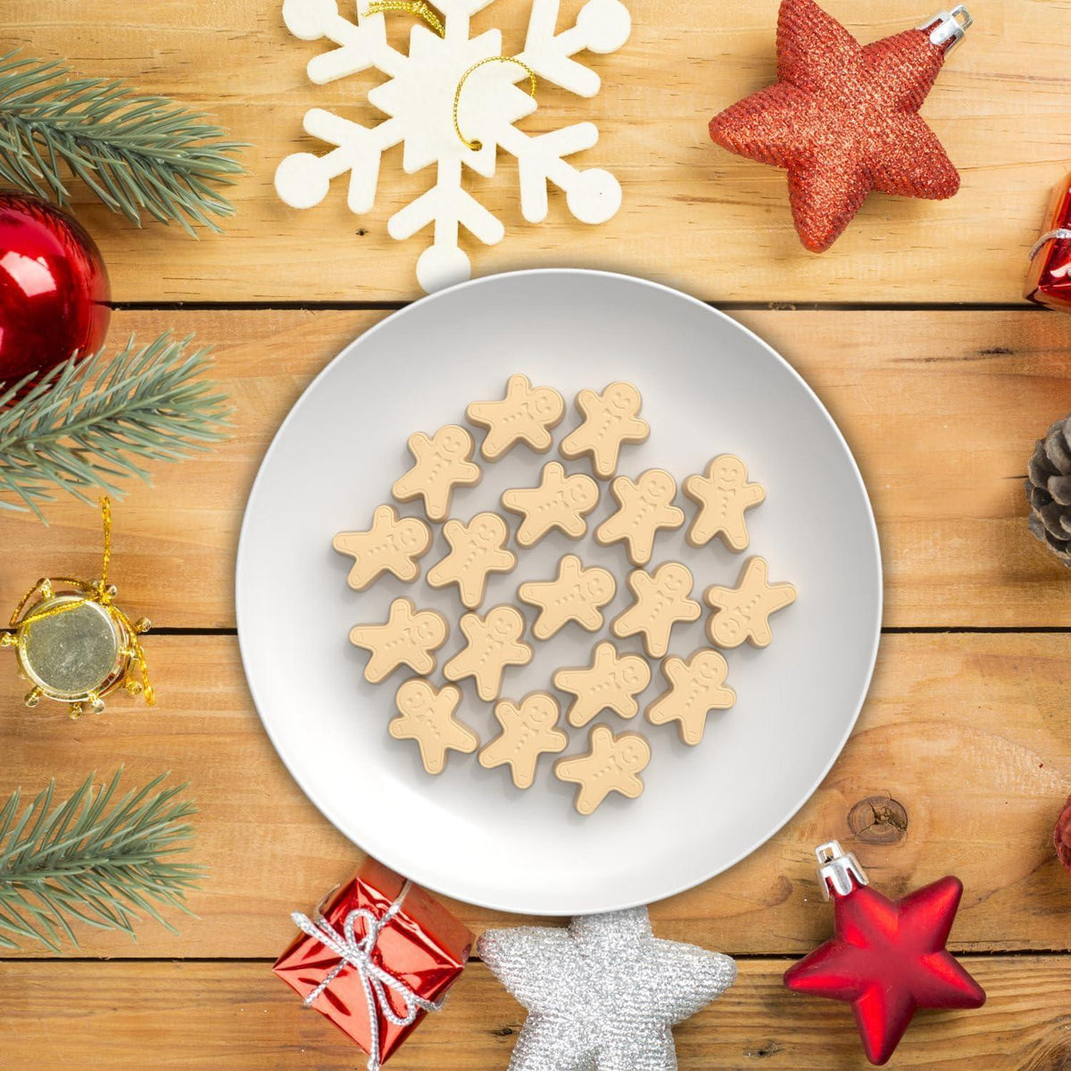 Weihnachtliche Silikonform für 100 Lebkuchenmännchen, Mini-Süßigkeiten & mehr