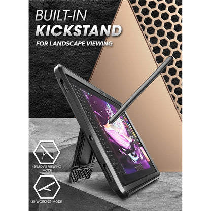Robuste Hülle mit Ständer für Samsung Galaxy Tab S9 FE Plus 12,4 Zoll Schwarz