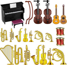 24 Miniatur Musikinstrumente Set Puppenhaus Zubehör Weihnachten