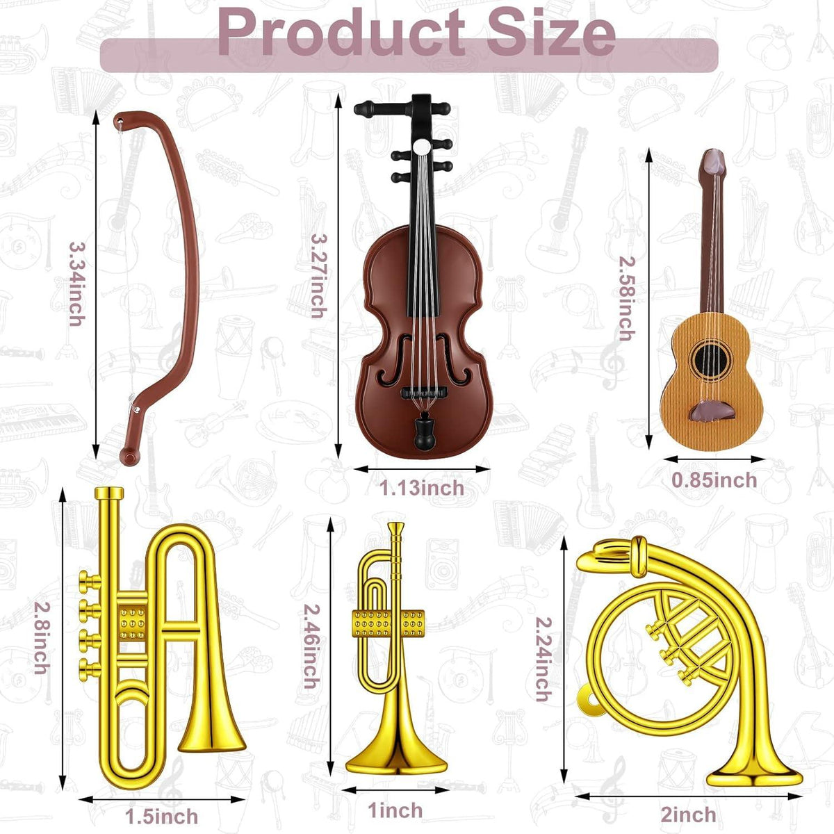 24 Miniatur Musikinstrumenten Set Geige Klavier Trompete Saxophon