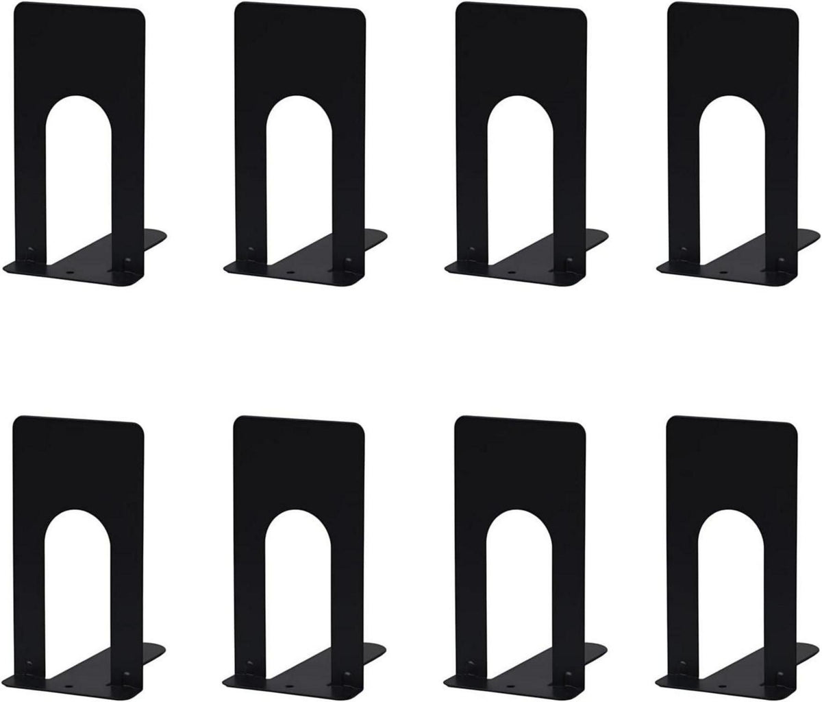 Buchstütze Metall Schwarz, 4er Set rutschfeste Bookends