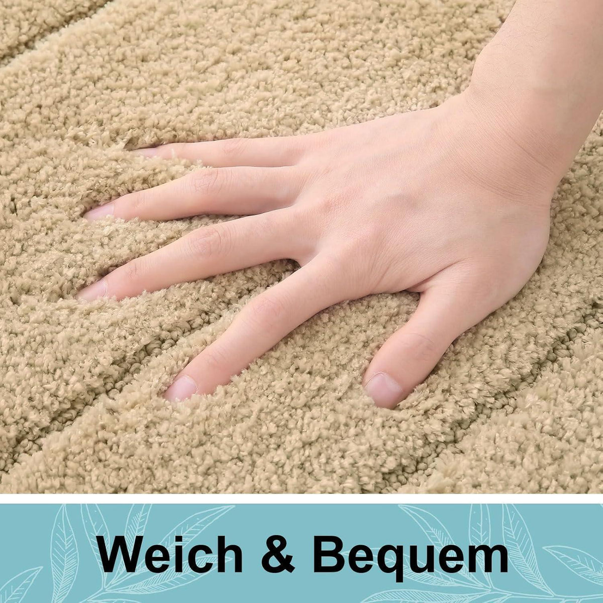 Mikrofaser Badteppich Set – Beige, Rutschfest & Wasserabsorbierend