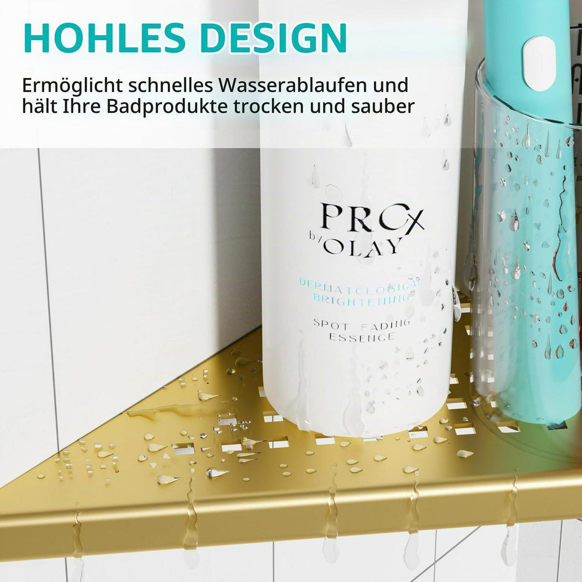 Eckduschregal Edelstahl Gold – 2er Set mit Anleitung