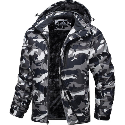 Herren Skijacke Wasserdicht & Warm – Multifunktionsjacke Schwarz Camo