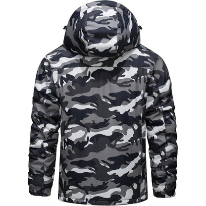 Herren Skijacke Wasserdicht & Warm – Multifunktionsjacke Schwarz Camo