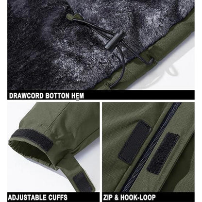 Herren Skijacke Wasserdicht & Warm – Abnehmbare Kapuze, 3XL, Olivgrün