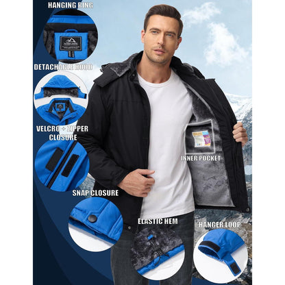 Herren Skijacke Wasserdicht & Warm – Multifunktionsjacke Schwarz