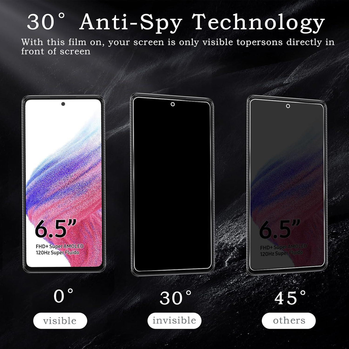2x Samsung Galaxy A53 Sichtschutz & Kameraschutz Anti-Spy Glas Folie 9H
