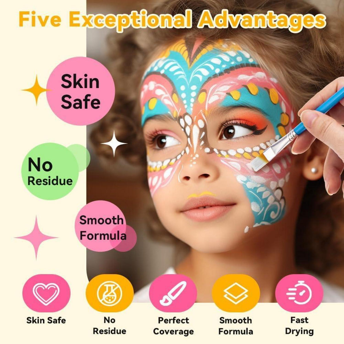 Kinderschminke Set Regenbogen Split Cake Palette für Fasching & Halloween