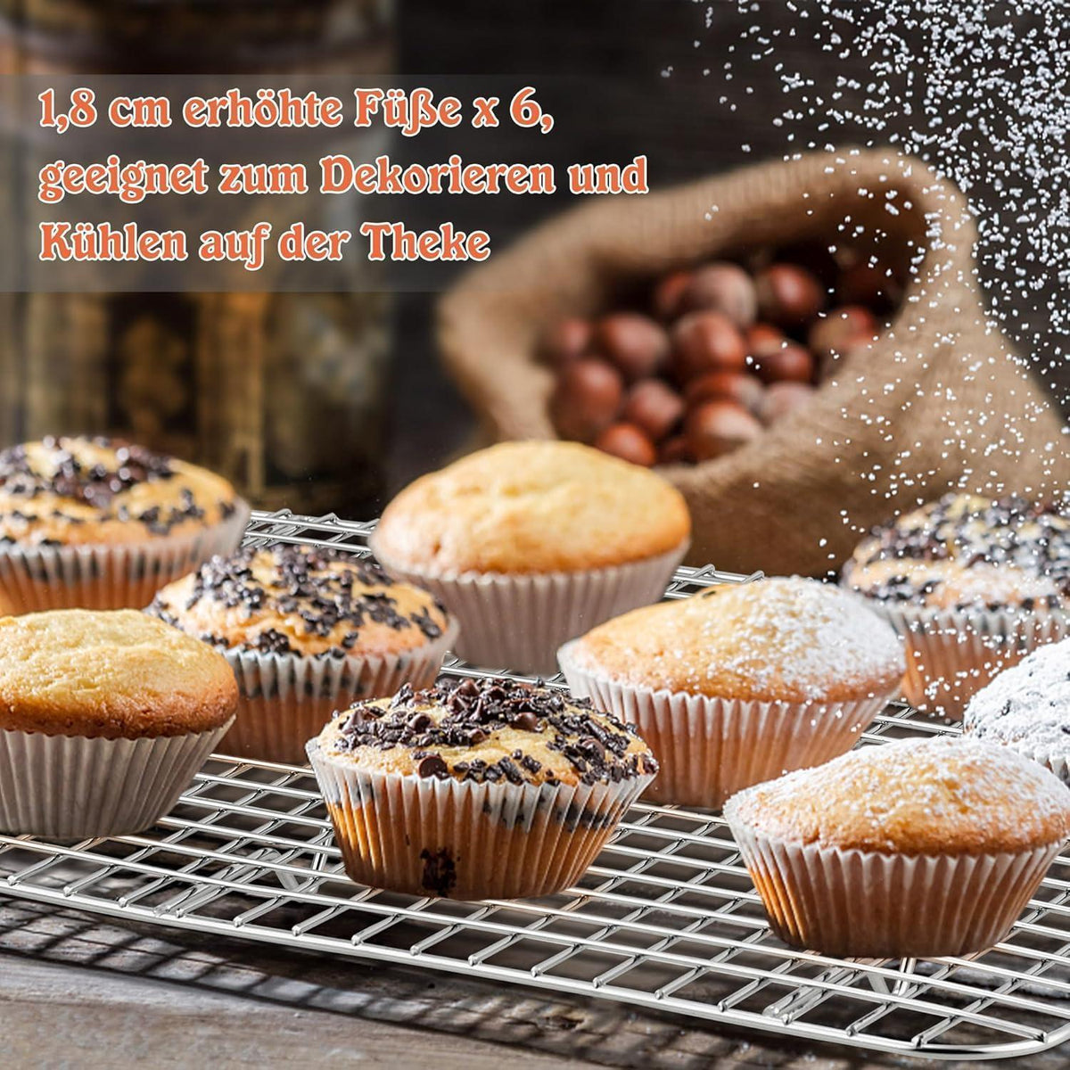 Abkühlgitter 2er-Set Edelstahl, Kuchengitter für Backen & Grillen