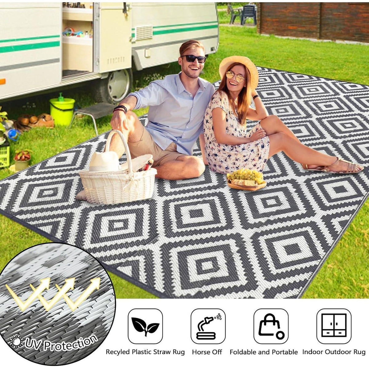 Wetterfester Outdoor Teppich Grau 180x270 cm – Wasserfest & Leicht