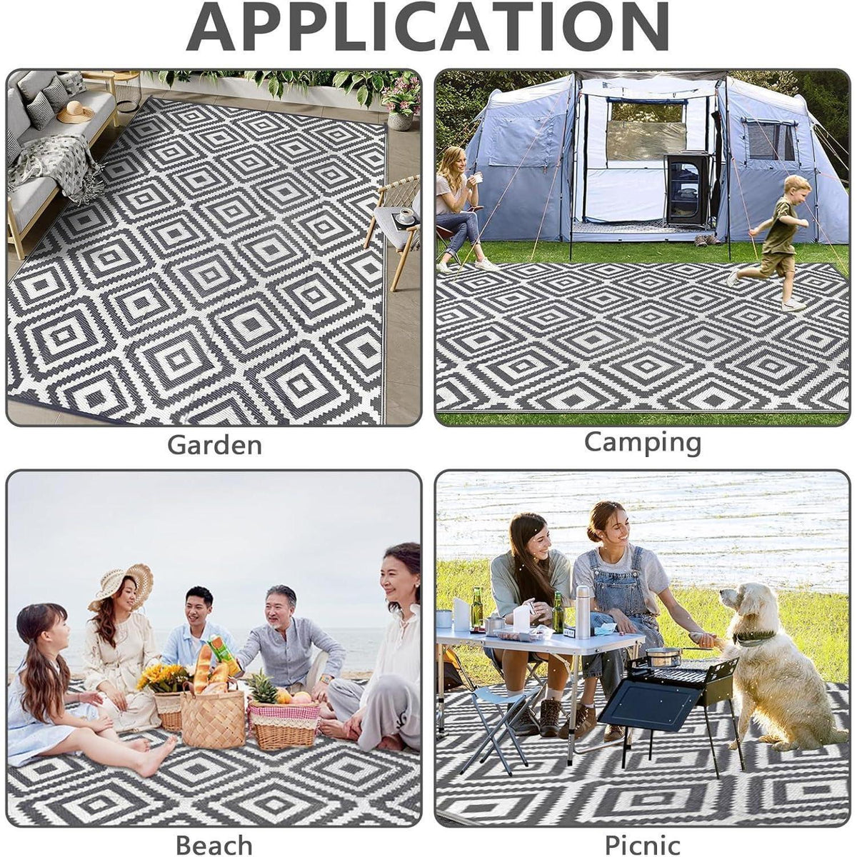 Wetterfester Outdoor Teppich Grau 180x270 cm – Wasserfest & Leicht