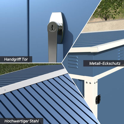 Metall Gerätehaus 2m² mit Satteldach – Blau