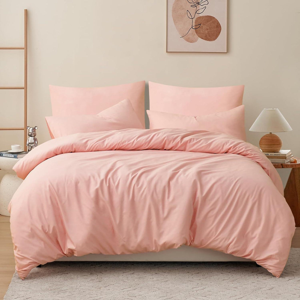 Bettwäsche Set 200x200 Mikrofaser 3-teilig Pfirsch Rosa