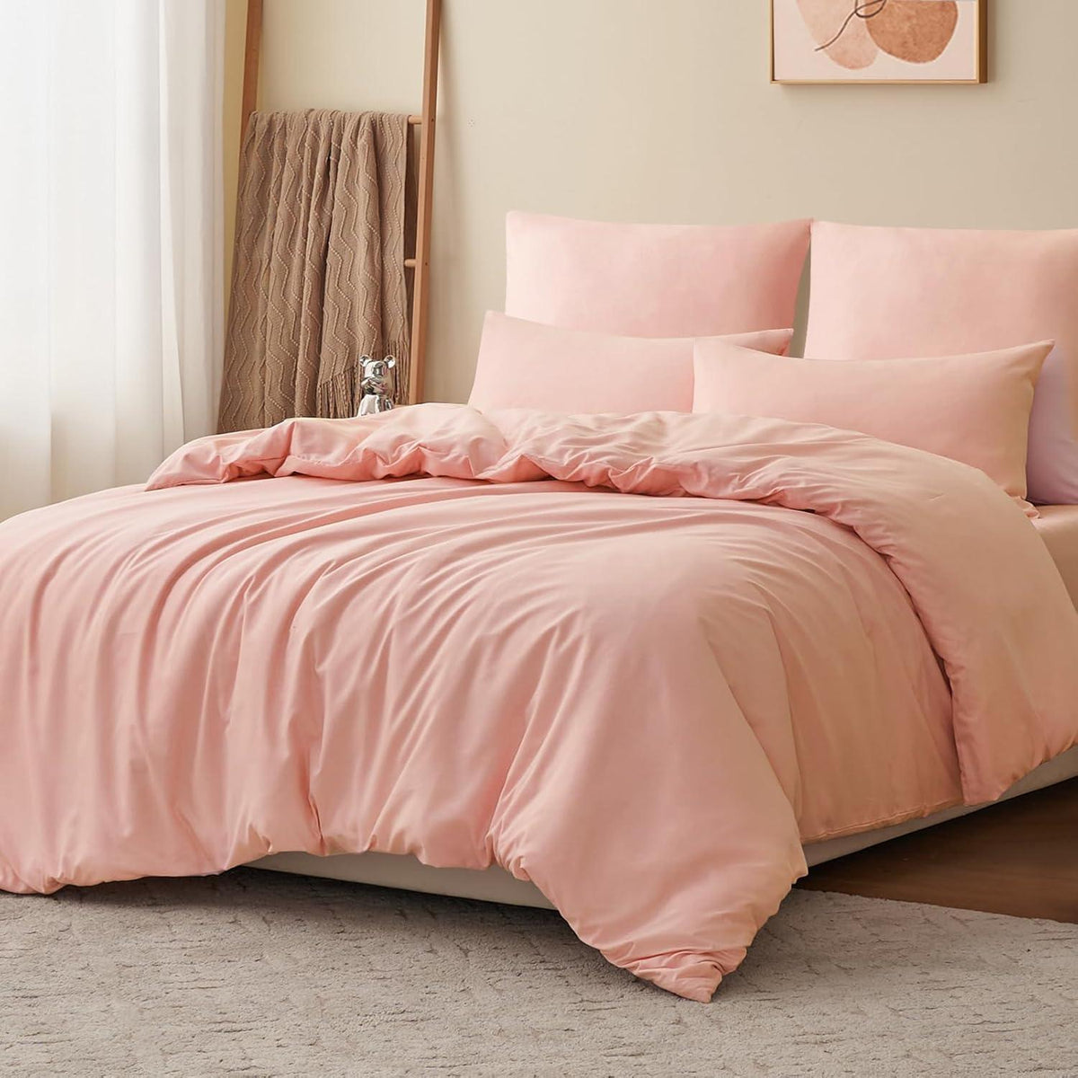 Bettwäsche 200x200 Pfirsch Rosa Set mit Kissenbezügen aus