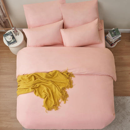 Bettwäsche 200x200 Pfirsch Rosa 3-teilig Mikrofaser mit Reißverschluss
