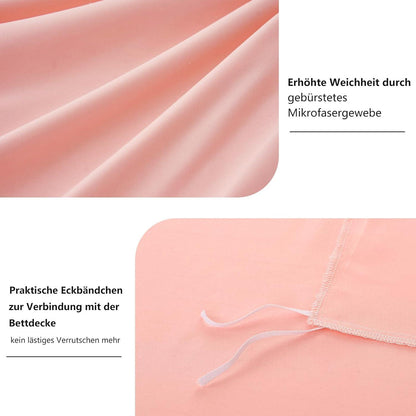 Bettwäsche 200x200 Pfirsch Rosa Set Mikrofaser Reißverschluss